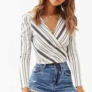 Puff Long Sleeve Striped Crop Top